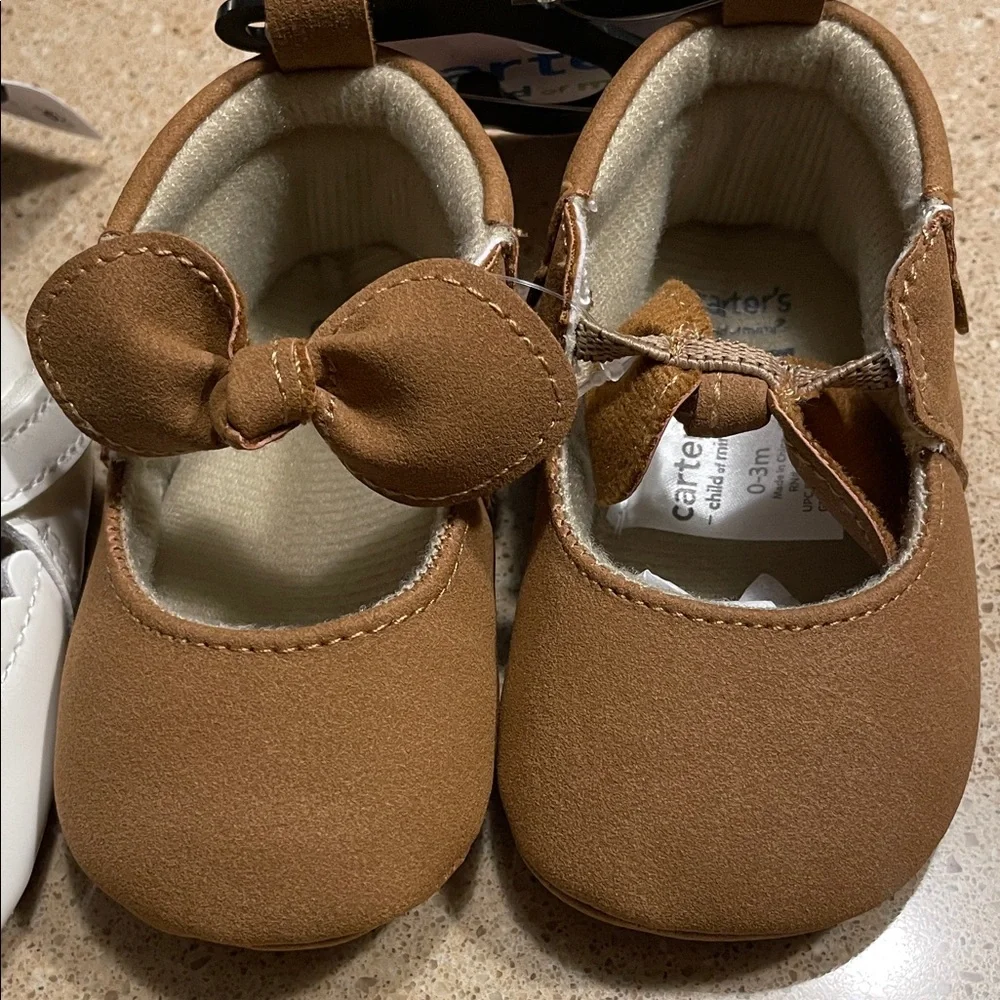 Child of Mine White and Brown Baby Shoe Set